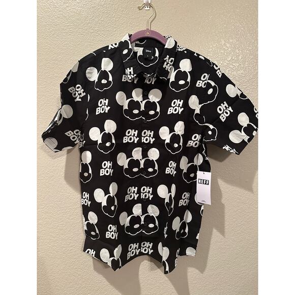 NWT Disney x Neff Mickey Mouse Oh Boy Button Down Collared Shirt L XL - Picture 1 of 6